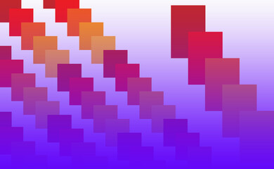 Fototapeta premium An abstract image. Diagonal red gradient boxes with purple background gradient.