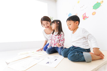 Children and teacher at Kindergarten, Preschool