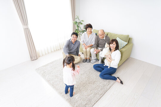 Happy three-generation family