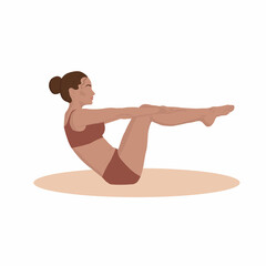 girl doing fitness, pilatas, yoga