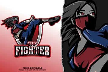 fighter esport logo - premium vector