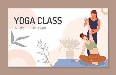 Young woman enjoying yoga class , Healthy lifestyle, active recreation, Yoga day, Woman doing yoga exercises. character Vector illustration.