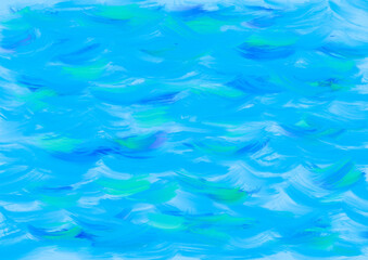 Fototapeta na wymiar 油彩の水面背景素材　ターコイズブルー