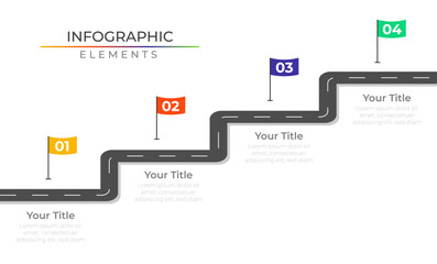 Roadmap modern business infographic elements network concept design vector with icons. Timeline project plan template for presentation and report.