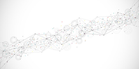 Abstract geometric background with connecting the dots and lines. Networking concept, internet connection and global communication