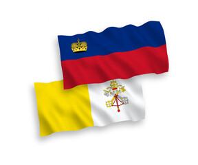 Flags of Liechtenstein and Vatican on a white background