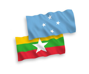 Flags of Federated States of Micronesia and Myanmar on a white background