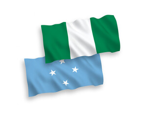 Flags of Federated States of Micronesia and Nigeria on a white background