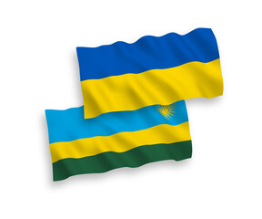 Flags of Republic of Rwanda and Ukraine on a white background