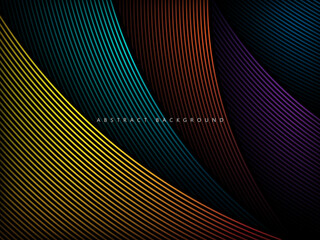 
dark abstract background with colorful realistic curve lines
