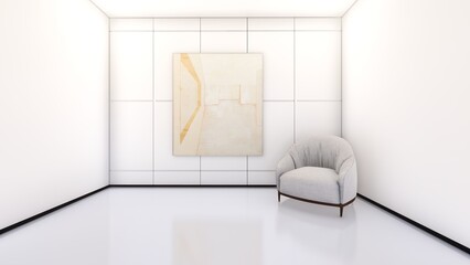 picture frame mock up beside sofa 3d illustration