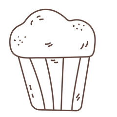 Muffin in doodle. Sweet bakery