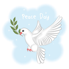 International Day of Peace, Peace Dove poster, vector illustration.