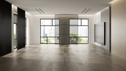 Obraz na płótnie Canvas Interior of empty modern living room 3D rendering