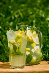 Lemonade with mint and lemon