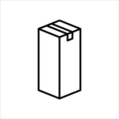 Tall shape carton box thin line icon, Vector and Illustration.