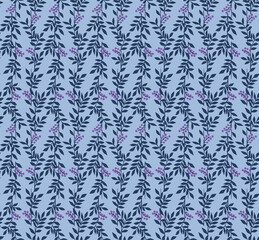 Japanese Leaf Vine Stripe Vector Seamless Pattern
