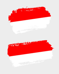 Set of two creative brush painted flags of Indonesia country with solid background