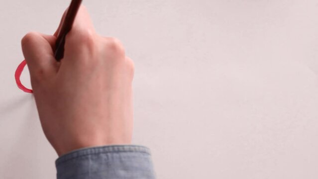 Drawing with a brush and paint a poster with the word CLOSE.