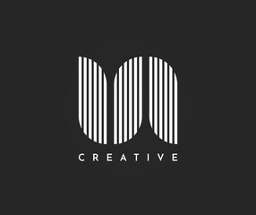Small alphabet UN white lines logo design. Interwoven stripes with a shadow on the background. Vector design template for emblems, monograms, personal initials, corporate identity, brand name.