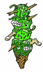 ice cream monster green