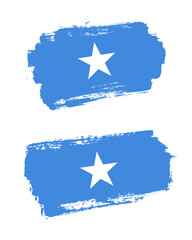 Set of two creative brush painted flags of Somalia country with solid background