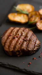 grilled steak with potatoes