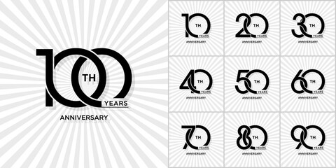 Anniversary Celebration logo set, with golden color. vector templates