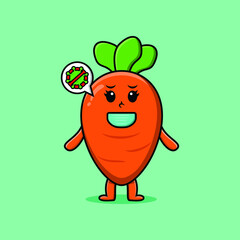 Cute cartoon illustration carrot using mask to prevent corona virus in cute modern style design