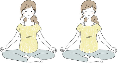 マタニティヨガをする妊婦さん