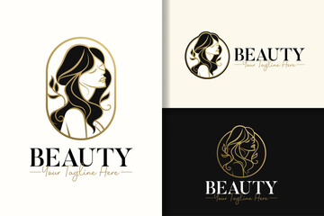 Beauty women elegant feminine gold logo design template