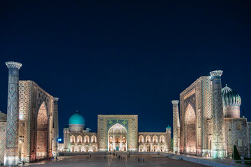 Night Registan Square, Samarkand, Uzbekistan