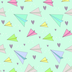 pastel pattern with paper airplanes