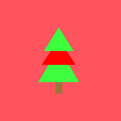 abstract Christmas tree on red background