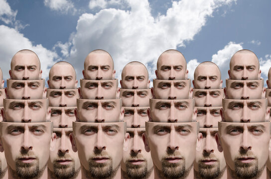Surrealistic portrait of a man. Digital collage	