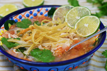Fototapeta na wymiar メキシコのライプのスープ　ソパ・デ・リマ Mexican Lime Soup Sopa de Lima