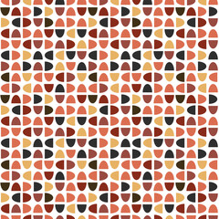 Modern abstract seamless geometric pattern with semicircles and circles in retro scandinavian style. Bright colorful geometry pattern.
