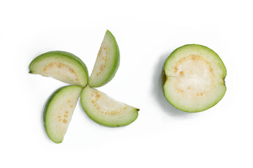 Slices Guava isolated on the white background