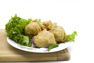 Crispy Singaras isolated on white background