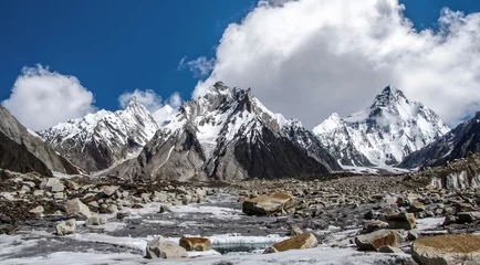 Tableaux ronds sur aluminium brossé K2 Baltoro glaciers in the Karakoram mountains range near the Kw Peak