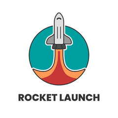 rocket launch logo template isolated background