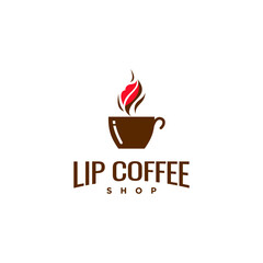 cup of coffee, lip coffee concept design logo