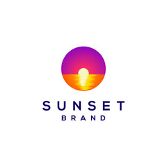 Sunset vector design, abstract logo design