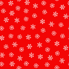 Red seamless pattern with white snowflakes.