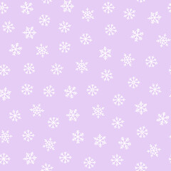 Violet seamless pattern with white snowflakes.