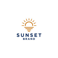 Fototapeta premium Sunset logo combination, simple clean sunset logo