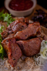 Pork shashlik with homemade adjika