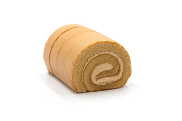 cappuccino cake roll on white