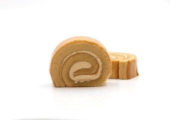 cappuccino cake roll on white