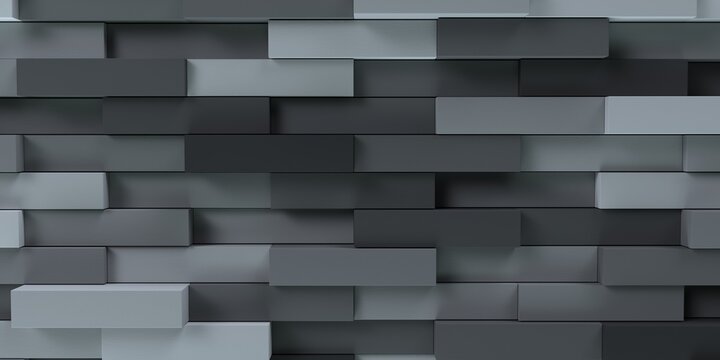 Three-dimensional texture, background of volumetric multi-level bricks. © Sergey